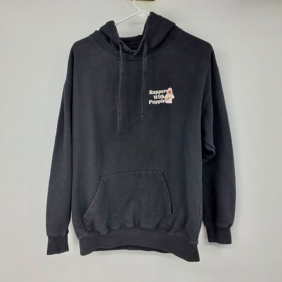 Dog Limited Tops - Dog Limited Rappers With Puppies Black Hoodie Sweatshirt Size Medium
